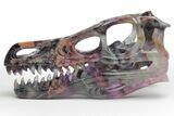 Colorful, Carved Fluorite Dinosaur Skull #218480-2